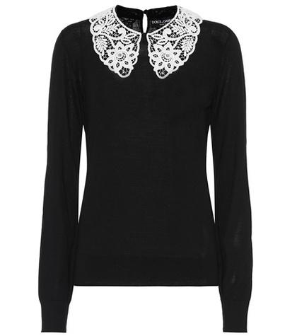 Dolce & Gabbana Lace-trimmed Wool Sweater