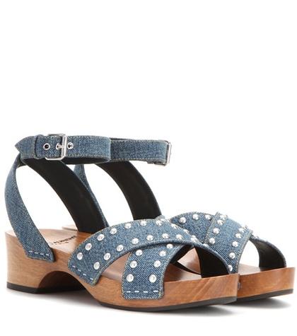 Saint Laurent Embellished Denim Sandals