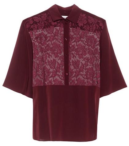 Prada Lace-trimmed Silk Blouse