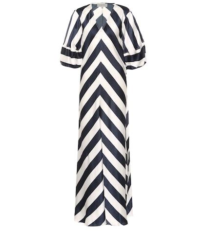 Lee Mathews Ingrid Striped Silk Dress