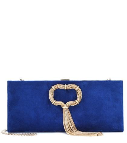 Gucci Club Chain Suede Clutch
