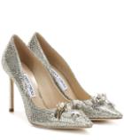 Jimmy Choo Jasmine 100 Glitter Pumps With Crystal Buttons