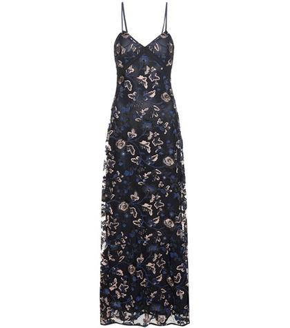 Self-portrait Eva Embroidered Slip Dress