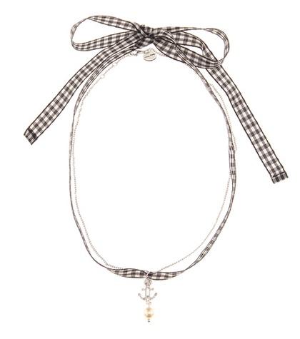 Miu Miu Silver And Crystal Gingham Ribbon Choker