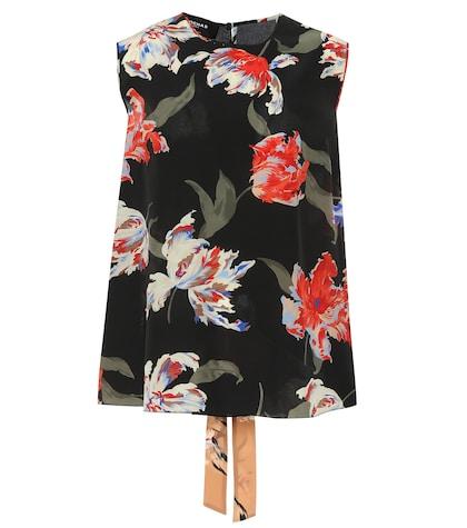 Rochas Floral-printed Silk Crêpe Top