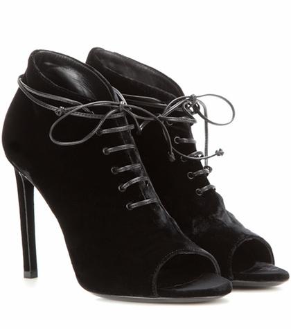 Saint Laurent Jane 105 Velvet Open-toed Ankle Boots