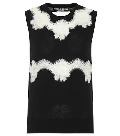 Dolce & Gabbana Lace-trimmed Wool-blend Top