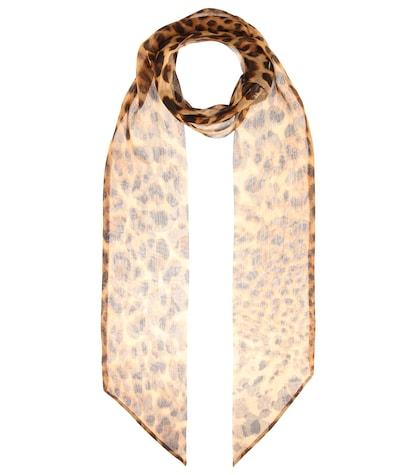 Saint Laurent Leopard Silk Chiffon Scarf