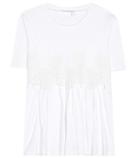 7 For All Mankind Lace-trimmed Cotton T-shirt