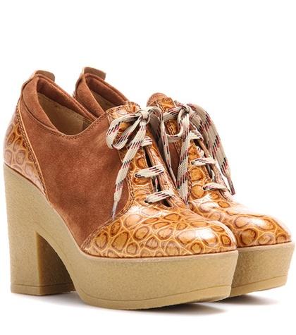 See By Chlo Platform Lace-up Suede And Leather Ankle Boots