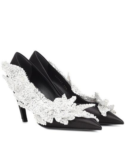 Balenciaga Slash Heel Satin Pumps