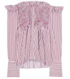 Victoria Victoria Beckham Striped Off-the-shoulder Cotton Top