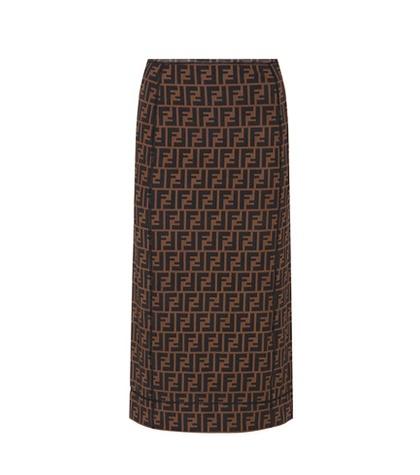 Fendi Printed Jersey Pencil Skirt