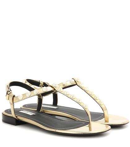 Balenciaga Giant Studded Metallic Leather Sandals