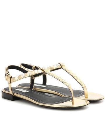 Balenciaga Giant Studded Metallic Leather Sandals