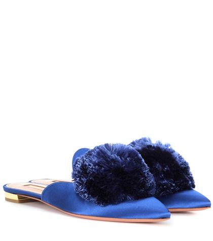 Aquazzura Powder Puff Satin Slippers
