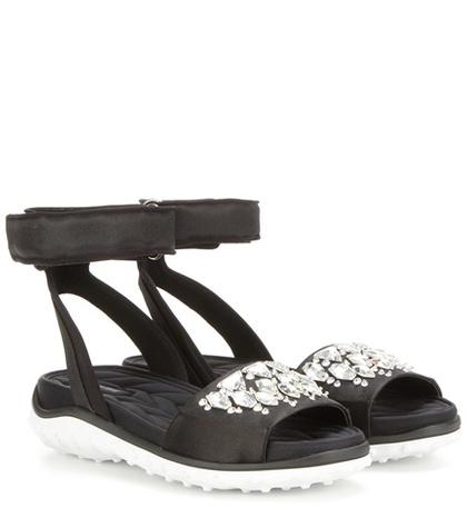 Miu Miu Embellished Fabric Sandals