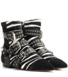 Isabel Marant Rolling Calf Hair And Suede Embellished Ankle Boots