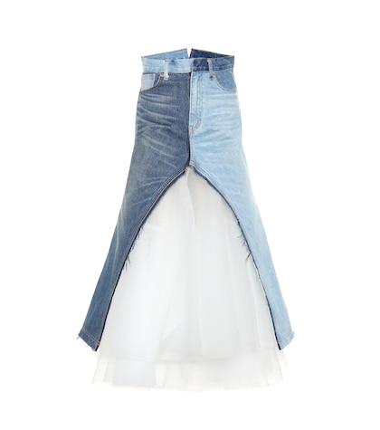 Roger Vivier Denim And Tulle Maxi Skirt