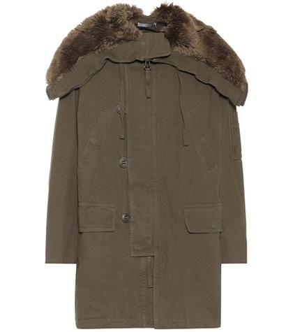 Vince Faux-fur Trimmed Cotton Coat