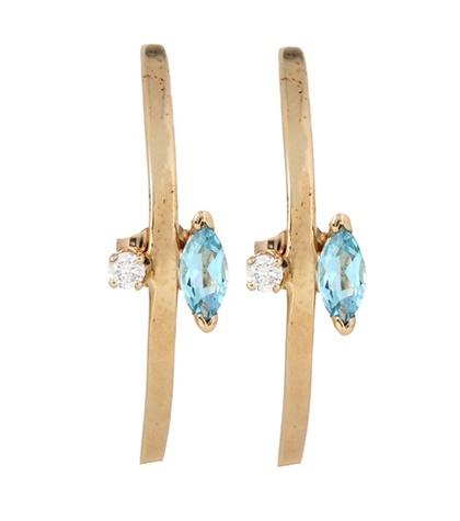 Loren Stewart 14kt Gold Diamond And Topaz Earrings