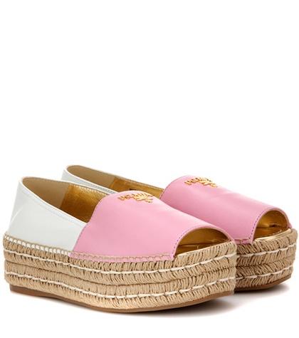 Miu Miu Leather Peep-toe Espadrille Shoes