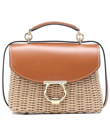 Paco Rabanne Margot Leather-trimmed Wicker Shoulder Bag