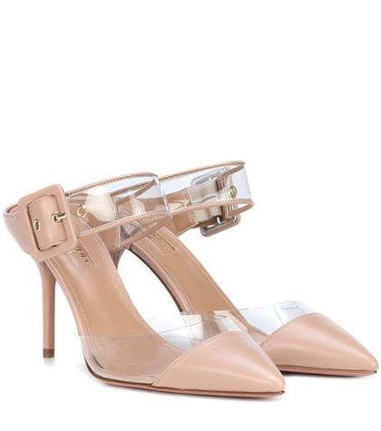 Aquazzura Optic 85 Leather-trimmed Mules