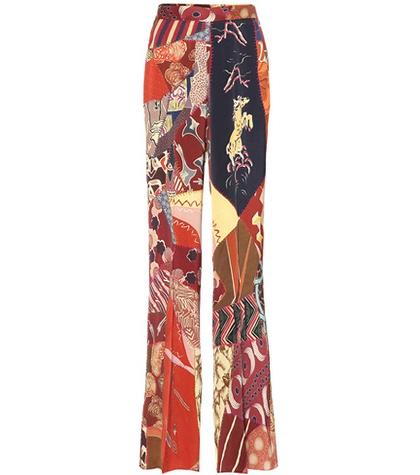 Moncler Printed Satin Wide-leg Pants