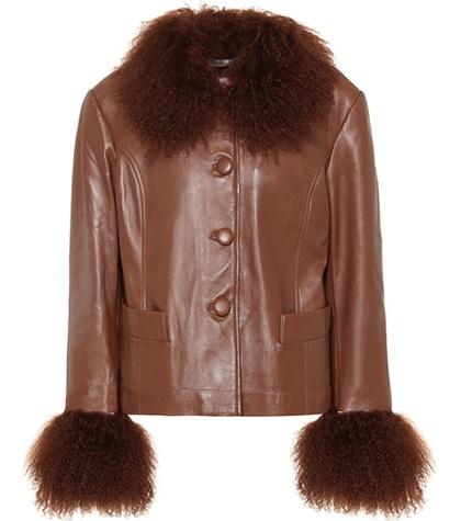 Prada Dorthe Fur-trimmed Leather Jacket