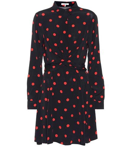 Ganni Barra Polka-dot Crêpe Minidress