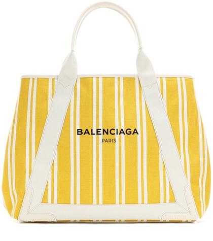 Balenciaga Navy Cabas M Striped Canvas Shopper