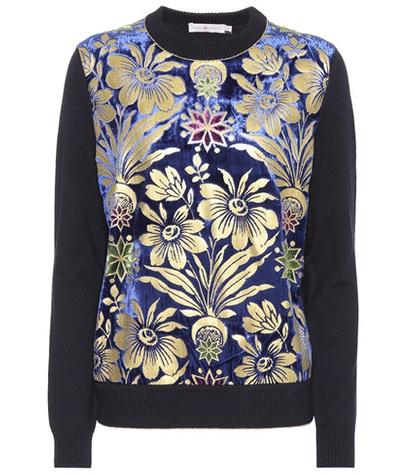 Tod's Hollis Velvet-trimmed Sweater