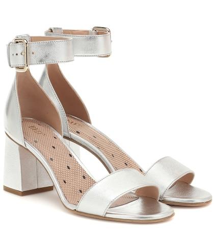 Red (v) Red (v) Leather Block Heel Sandals