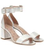 Red (v) Red (v) Leather Block Heel Sandals