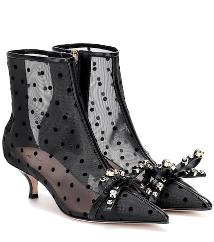 Red (v) Red (v) Mesh And Leather Ankle Boots