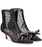 Red (v) Red (v) Mesh And Leather Ankle Boots