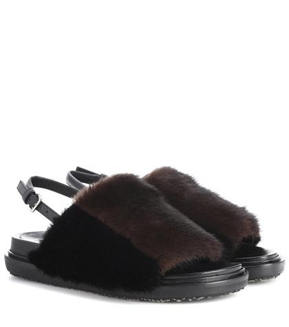 Marni Mink Fur Sandals