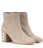 Stuart Weitzman Mona Pearl Suede Ankle Boots