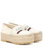 Saint Laurent Logo Platform Canvas Espadrilles