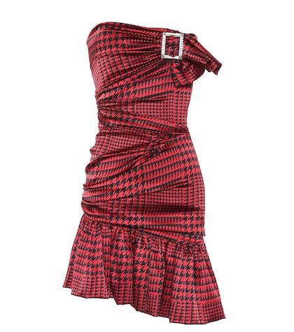 Alexandre Vauthier Houndstooth Stretch Silk Minidress