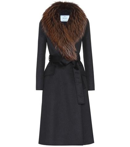 Prada Fur-trimmed Wool-blend Coat