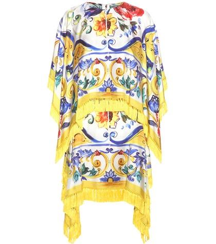 Dolce & Gabbana Tassel-trimmed Printed Silk Dress