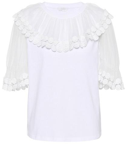 Chlo Silk-trimmed Cotton Top