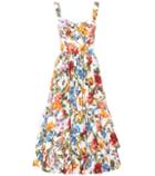 Roger Vivier Floral Printed Cotton Midi Dress
