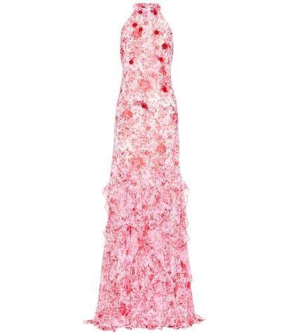 Costarellos Floral-printed Chiffon Gown