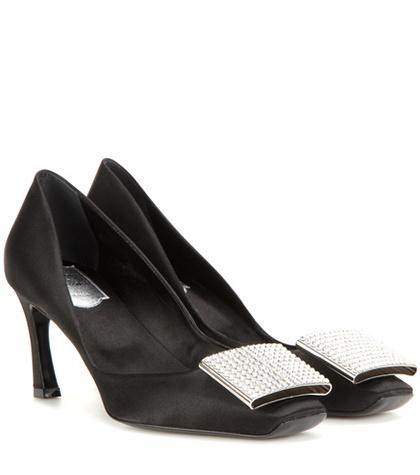 Dolce & Gabbana Dorsay Trompette Embellished Satin Pumps