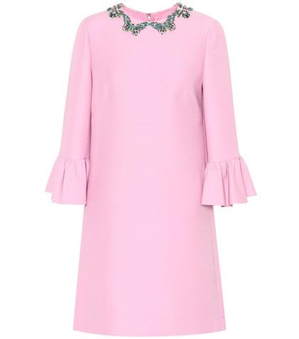 Valentino Embellished Silk And Wool Dress
