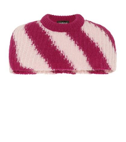 Calvin Klein 205w39nyc Striped Mohair And Wool Capelet