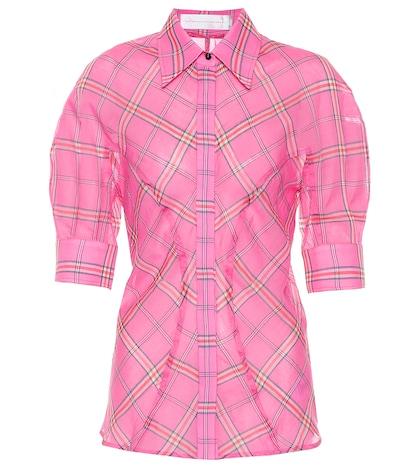 Victoria Victoria Beckham Checked Cotton And Silk Shirt